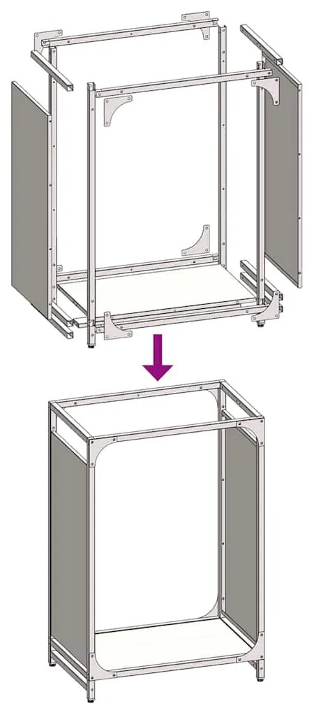 Suporte para lenha 44x28x65 cm aço laminado a frio antracite