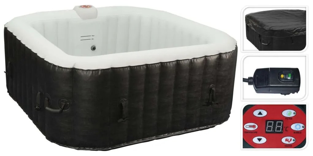 436183 XQ Max Banheira hidromassagem insuflável 145x145x65 cm preto e branco