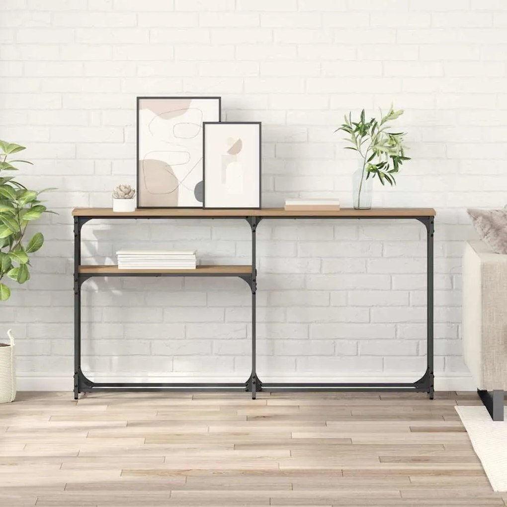 vidaXL MesadeConsola Carvalho Artesanal 145 x 22,5 x 75 cm