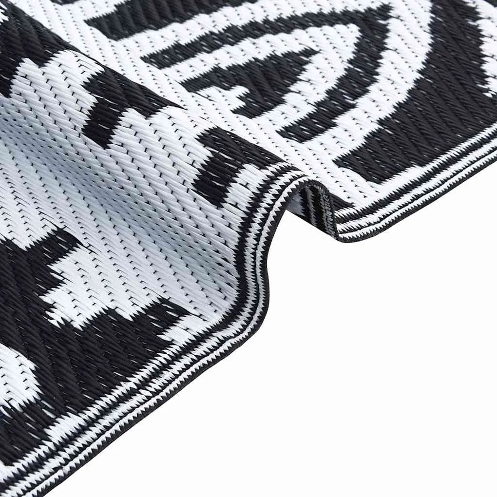 Tapete de Exterior ARAKIL Preto e Branco Tecido, Poliéster Grande