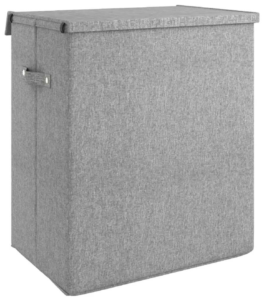 Cesto roupa suja dobrável 51x34,5x59cm linho falso/tecido cinza