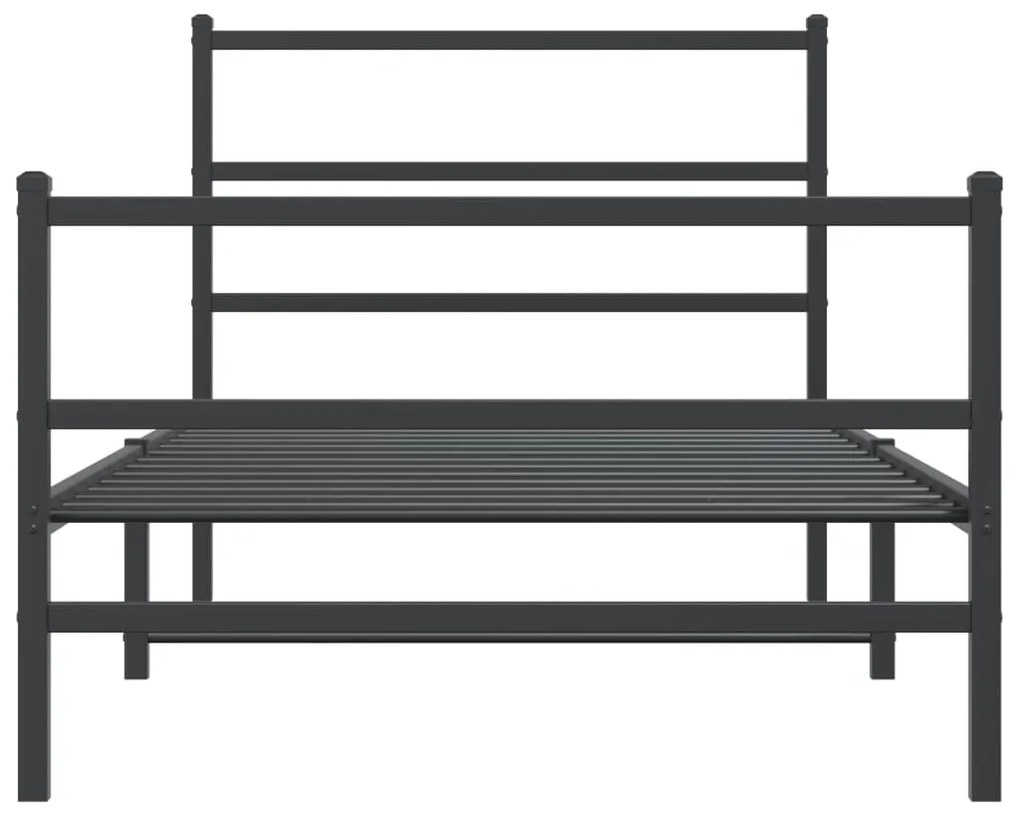 Estrutura de cama com cabeceira e pés 100x200 cm metal preto