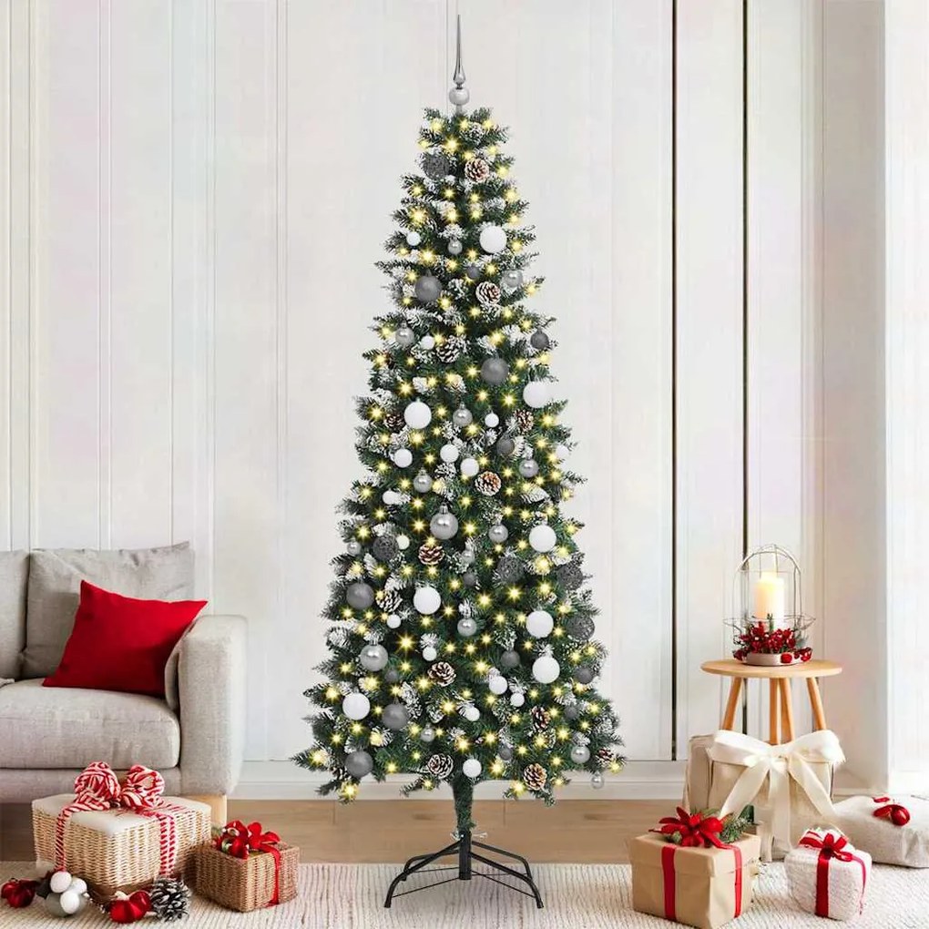 vidaXL Árvore de Natal Artificial Verde 210 cm PVC, Plástico e Aço