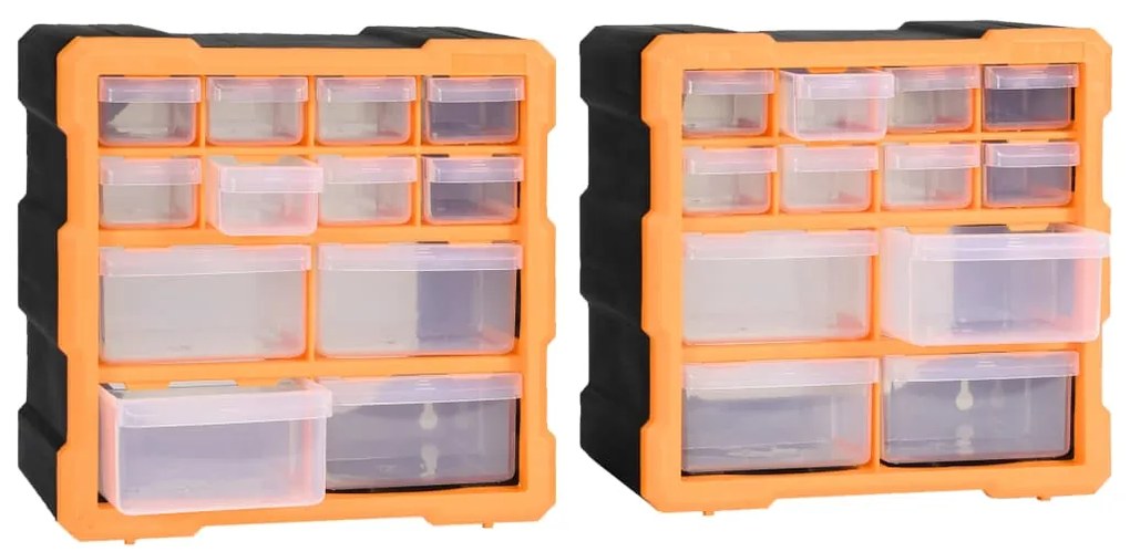 Caixas organizadoras com 12 gavetas 2 pcs 26,5x16x26 cm