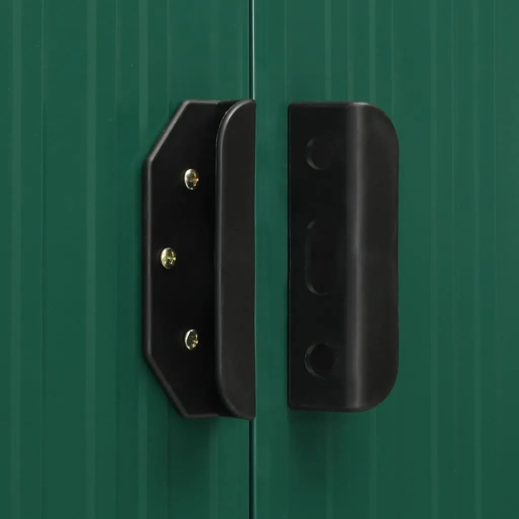 Abrigo de jardim com portas de correr 386x312x178 cm aço verde