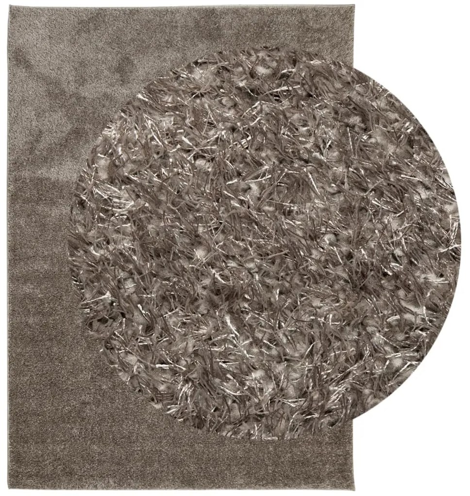 Tapete de pelo alto aspeto brilhante ISTAN 240x340 cm cinzento