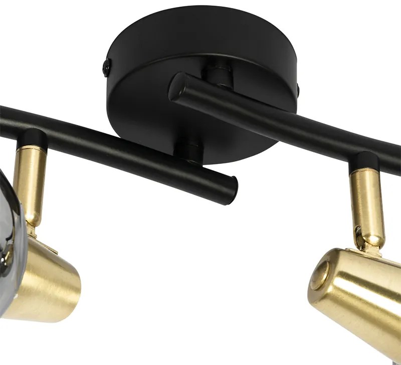 Candeeiro de teto Art Deco dourado com vidro fumê 4 luzes - VIDRO Art Deco