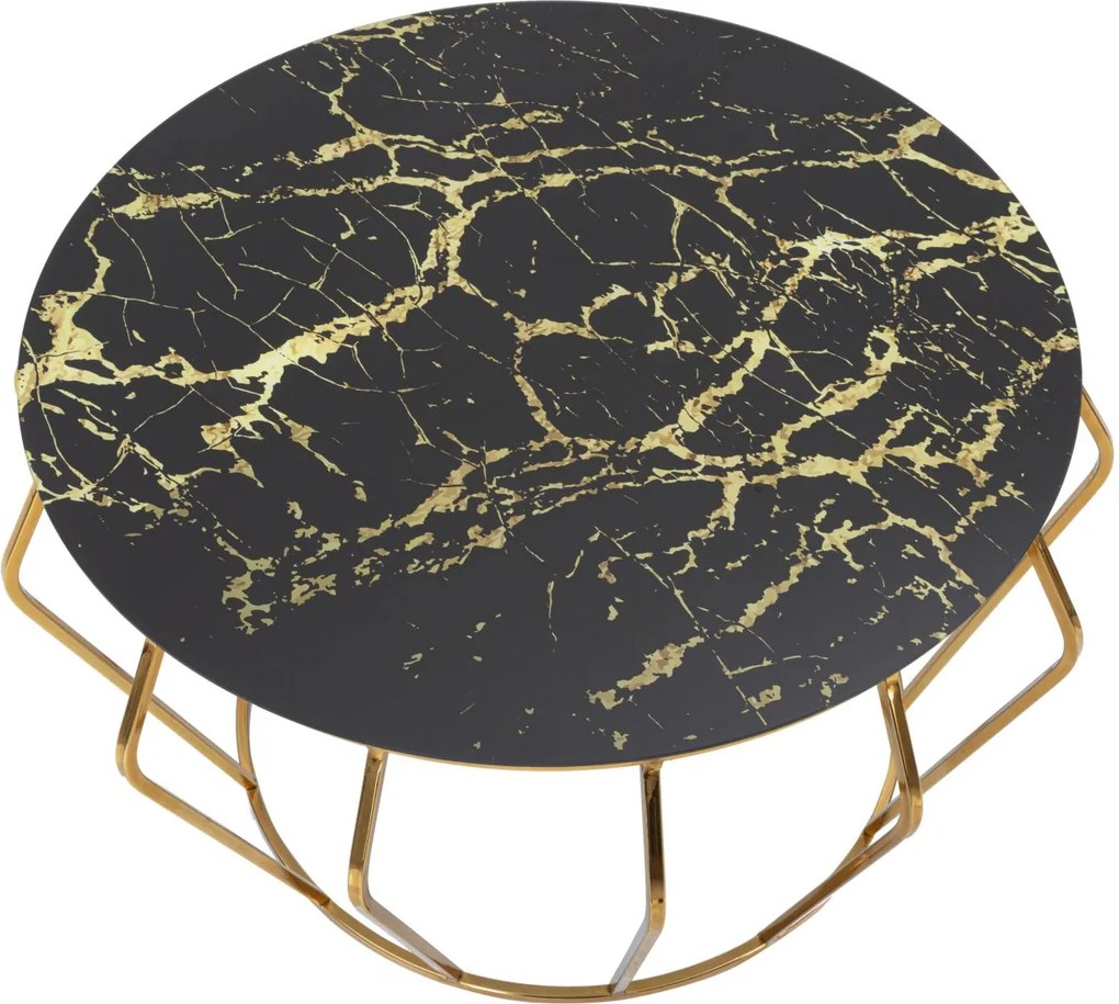 MESA DE CENTRO HISTOR Ø 78X44,5 CM DOURADA E PRETA