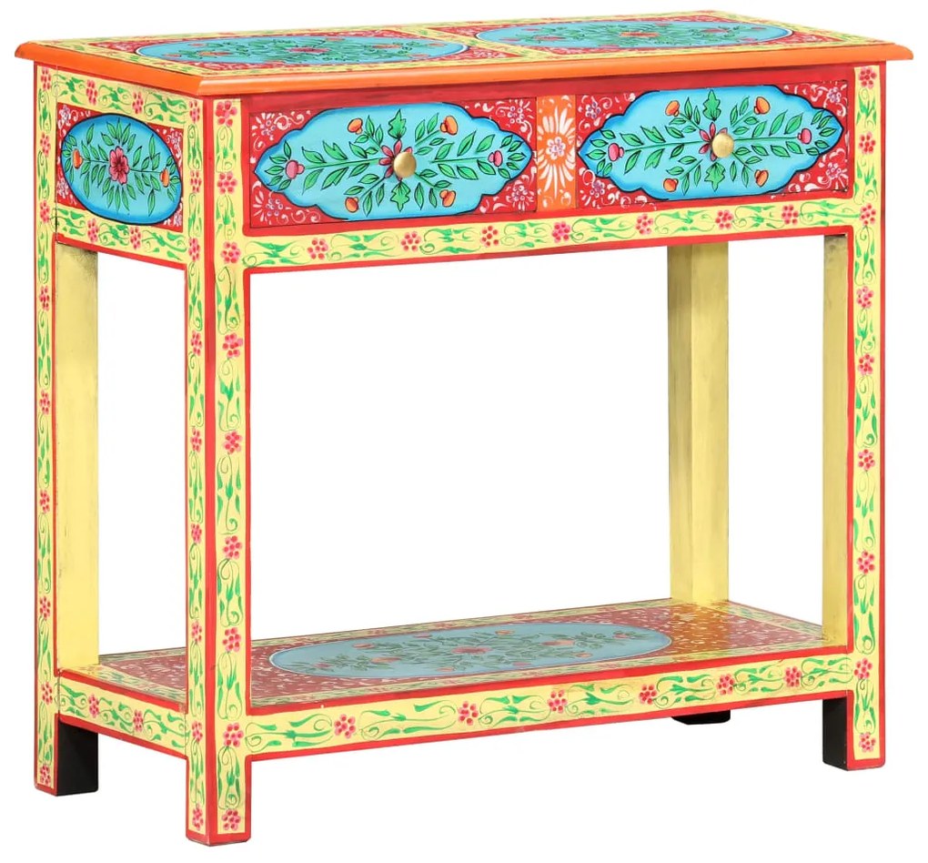Mesa consola pintada à mão 80x35x75 cm mangueira maciça
