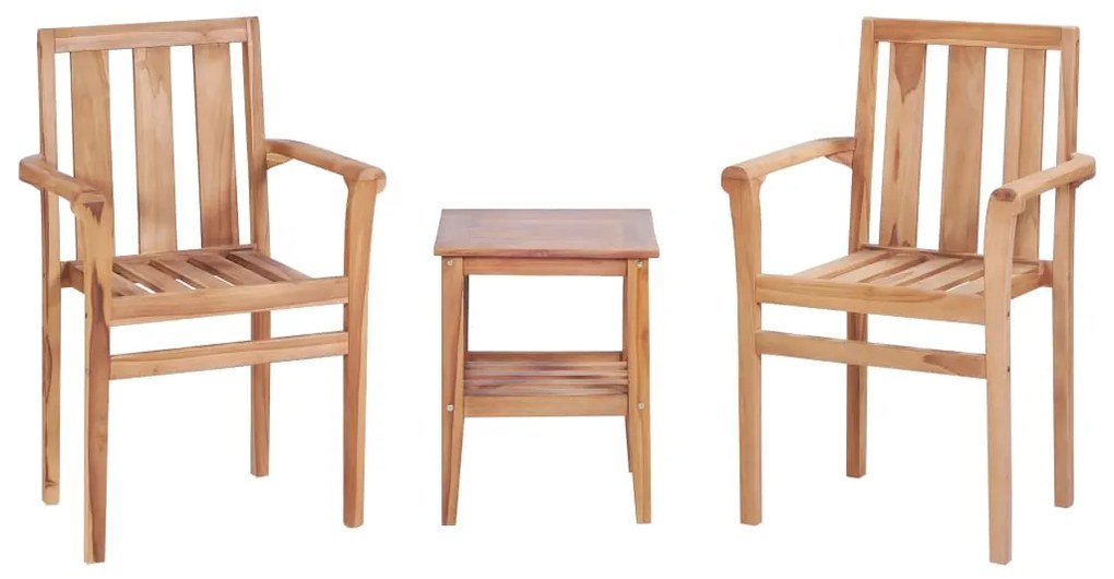 3 pcs conjunto de bistrô teca maciça