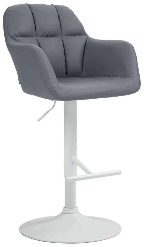 Banco de bar Natoma em couro sintético com estrutura branca 97-118 x 57 x 59 cm Cinzento
