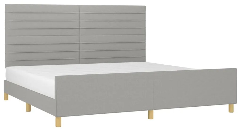 Estrutura de cama sem colchão 200x200 cm tecido cinzento-claro