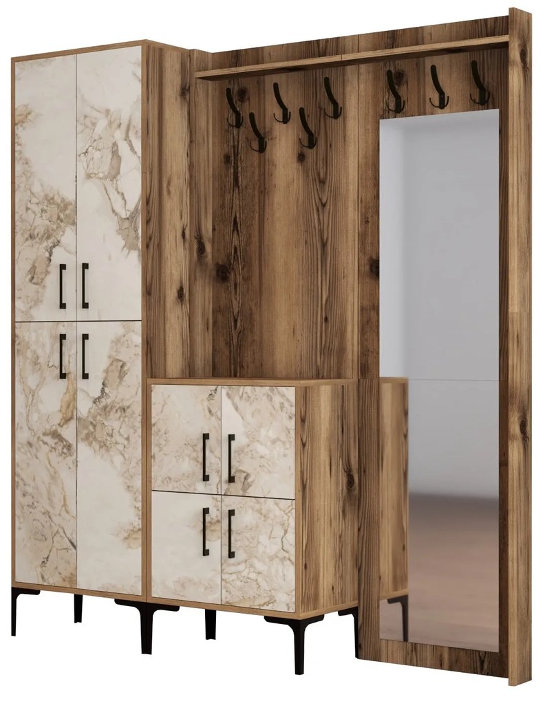 Cabide Hall Berlin ABC – Nogueira e Branco – 180 cm x 200 cm x 35 cm
