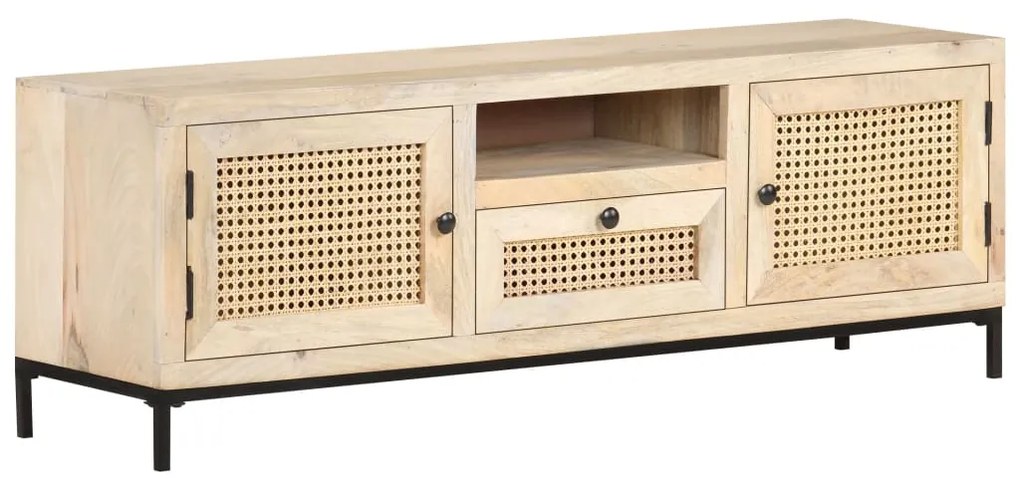 Móvel de TV 120x30x40 cm mangueira maciça e palhinha natural