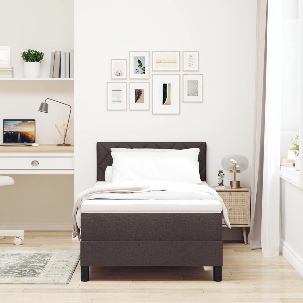Cama Box com Colchão Castanha 100x200 cm Tecido