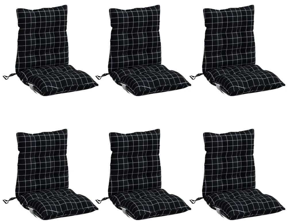Almofadões cadeira encosto baixo 6 pcs oxford xadrez preto