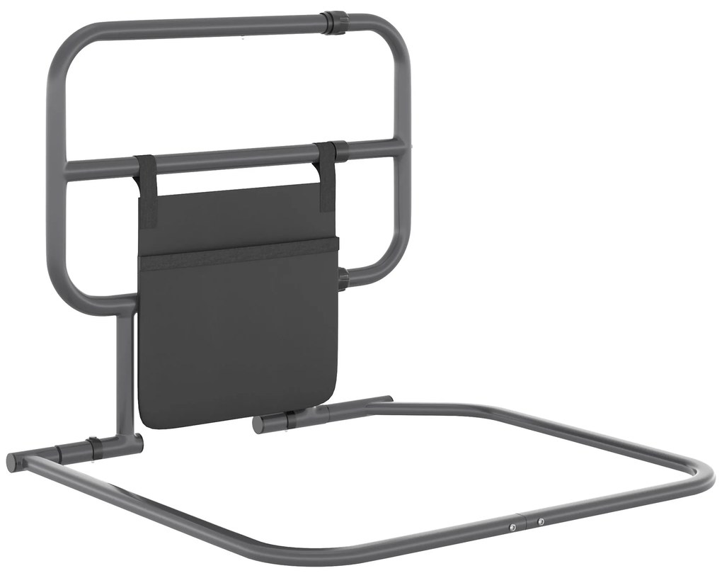 Grade para Cama Adulto Guarda de Segurança para Cama Dobrável com Bolso de Armazenamento 71x61x86-104 cm Cinza