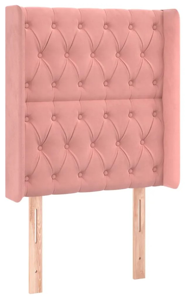 Cabeceira de cama c/ luzes LED veludo 83x16x118/128 cm rosa