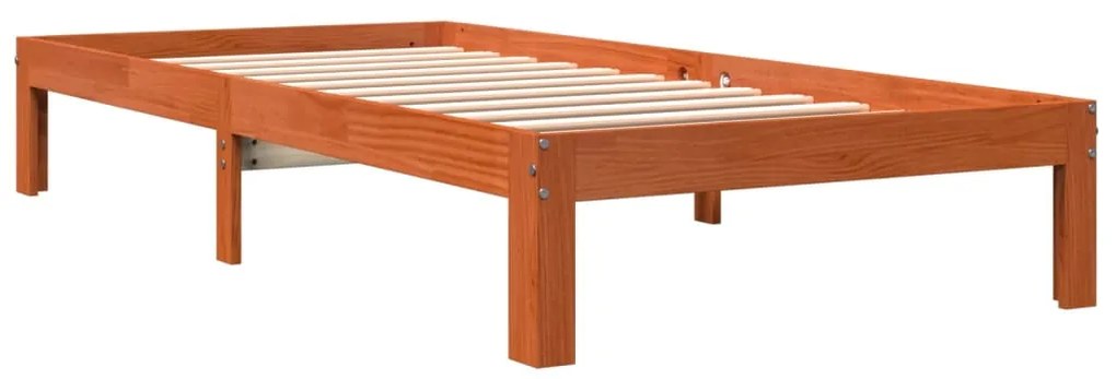 Cama sem colchão 75x190 cm madeira de pinho maciça castanho-mel