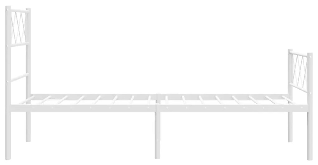 Estrutura de cama com cabeceira e pés 90x190 cm metal branco