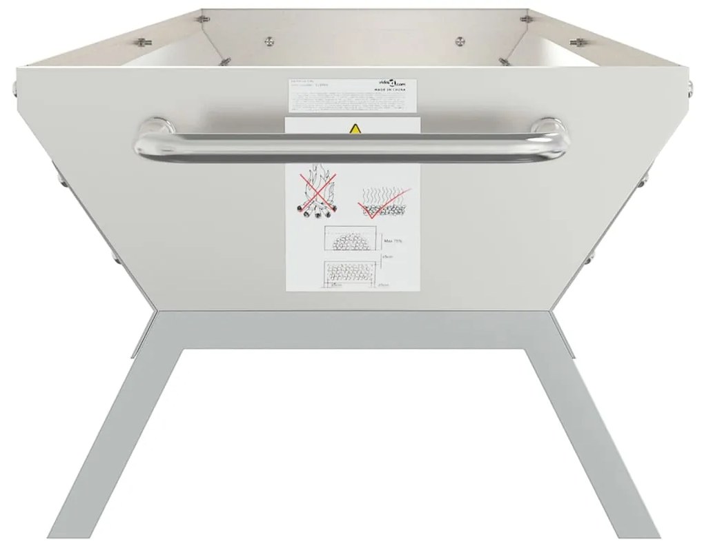 Tabuleiro de churrasco 158x42x31 cm aço inoxidável prateado