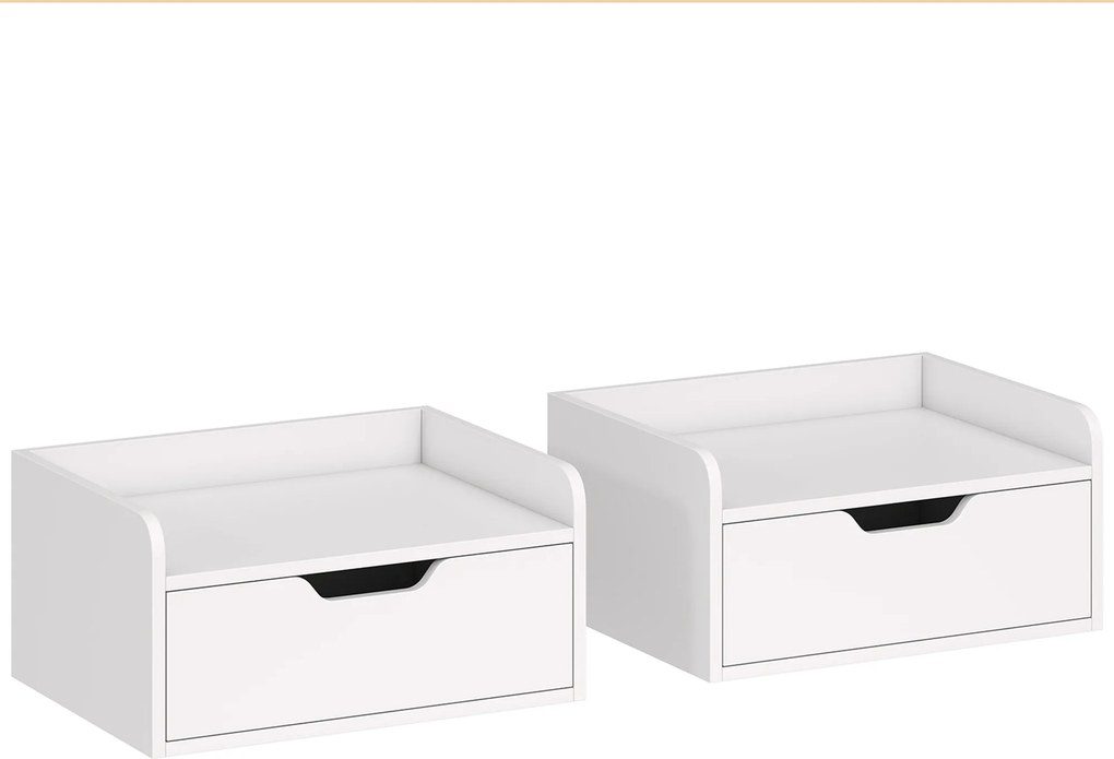 HOMCOM Conjunto de 2 mesas de cabeceira murais mesas de cabeceira suspensas gaveta tampo com aspecto de madeira dim. 40L x 30l x 19,5H cm | Aosom Portugal