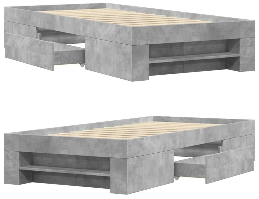 Estrutura de cama 75x190 cm derivados de madeira cinza cimento