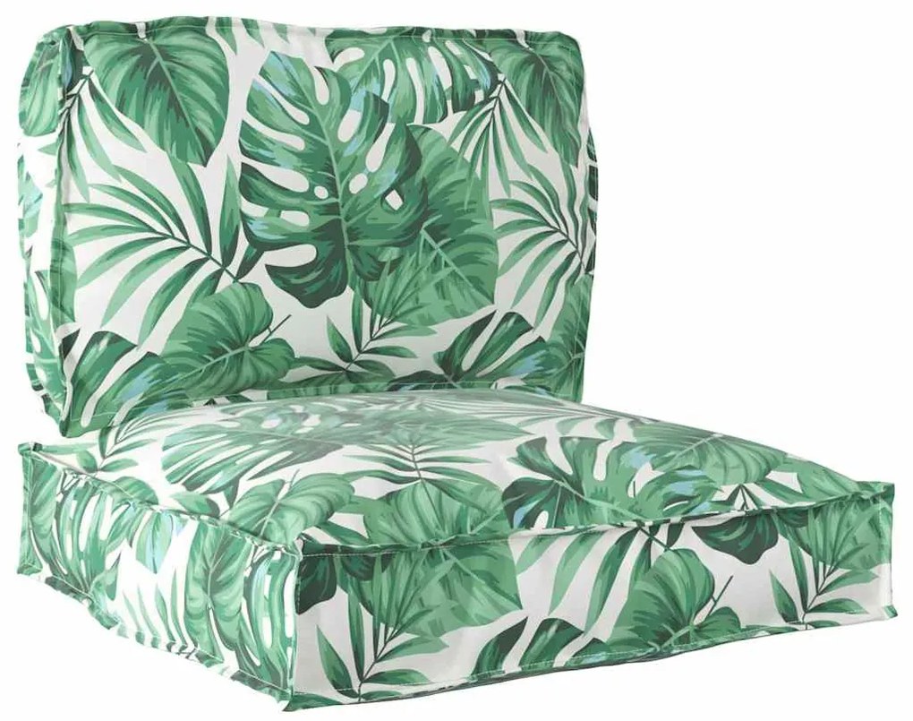 vidaXL Conjunto de Almofadas para Palete - 2 Peças com Padrão de Folhas em Tecido Oxford.