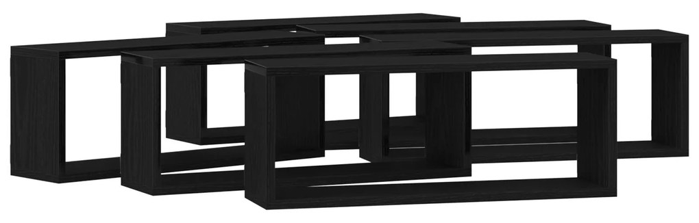 Estantes de Parede vidaXL 6 pcs Carvalho Preto 60x15x23 cm Madeira Eng