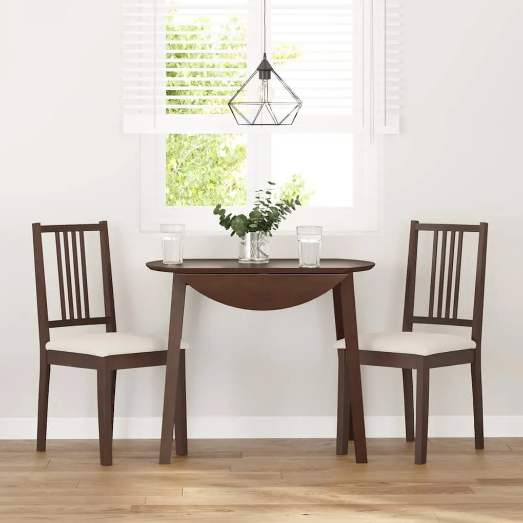 Cadeiras de jantar com almofadões 2 pcs madeira maciça castanho