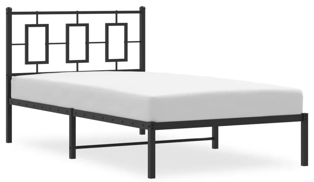 Estrutura de cama com cabeceira 100x200 cm metal preto