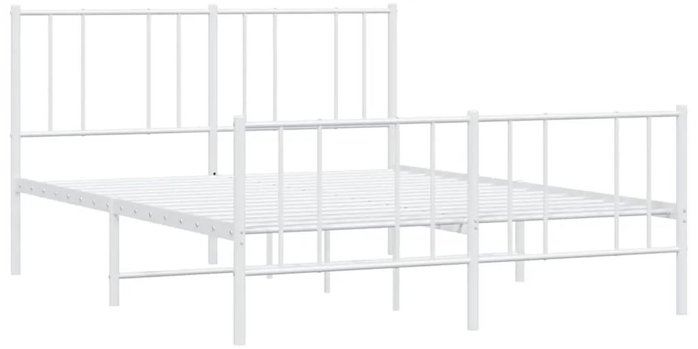 Estrutura de cama com cabeceira e pés 150x200 cm metal branco
