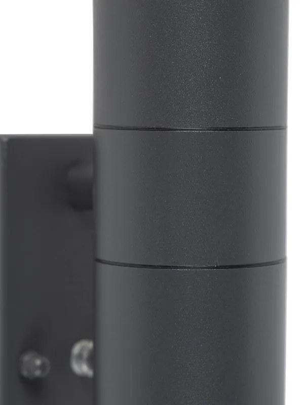 Candeeiro de parede exterior cinzento escuro 2-luzes com sensor crepuscular - Duo Moderno