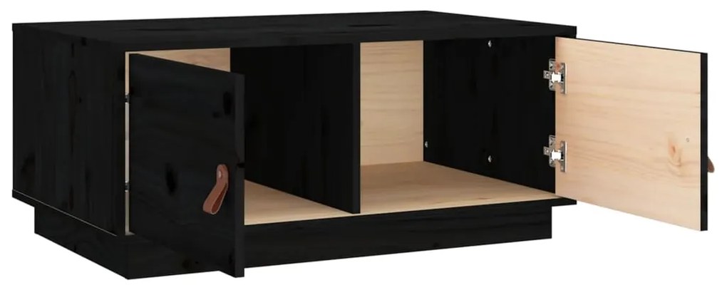 Mesa de centro 80x50x35 cm pinho maciço preto