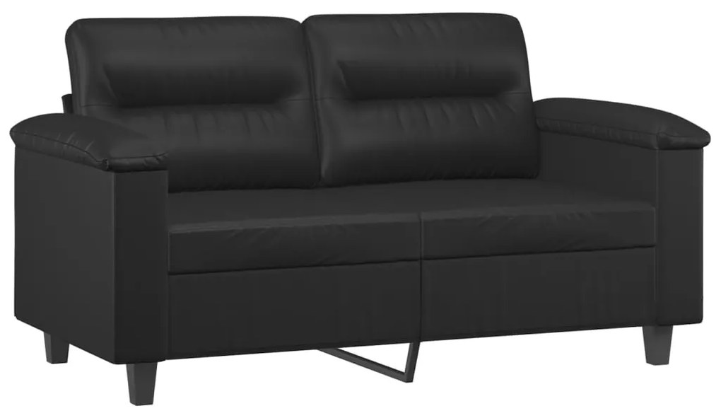 3 pcs conjunto de sofás com almofadões couro artificial preto