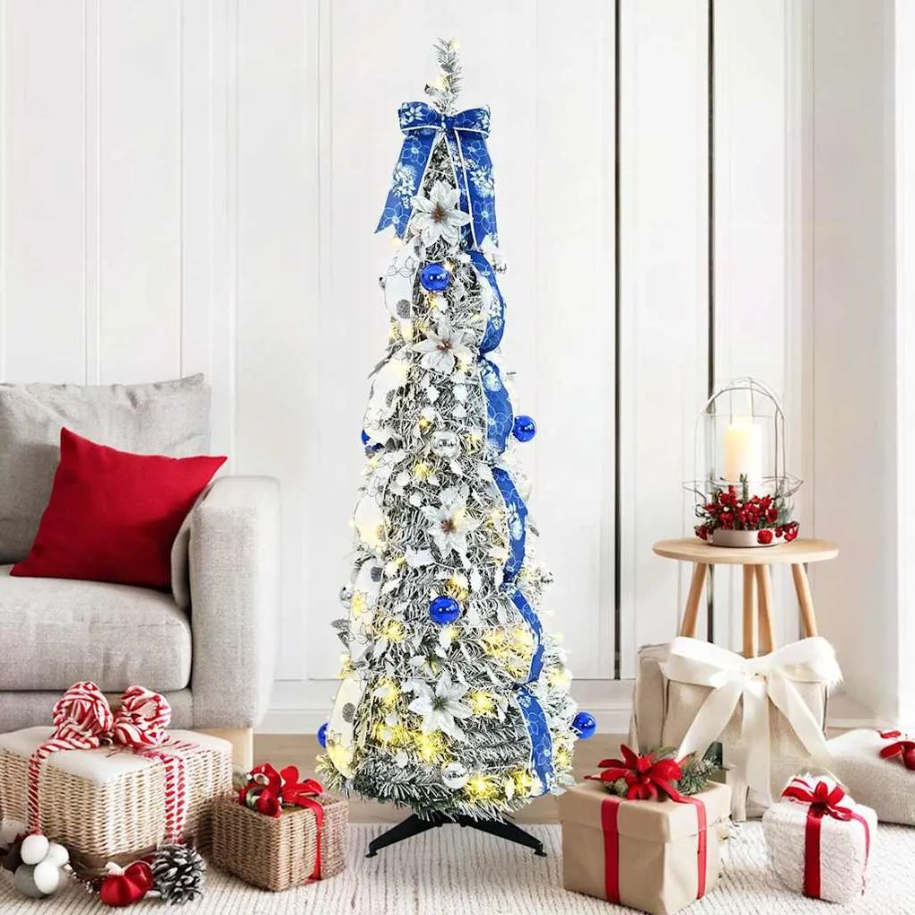 vidaXL Árvore de Natal Artificial com 100 LEDs Branco 150 cm PVC