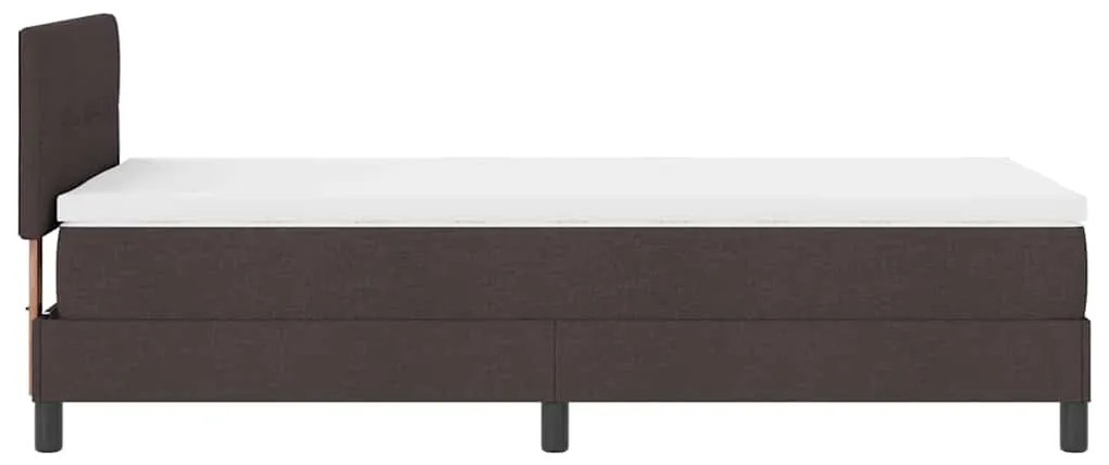 Cama Box com Colchão &amp; LED Castanho Escuro 80x200 cm Tecido