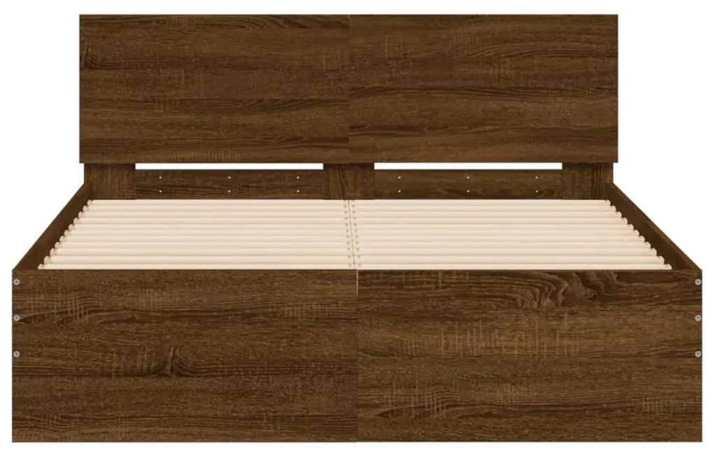 Estrutura de cama com cabeceira 135x190 cm carvalho castanho