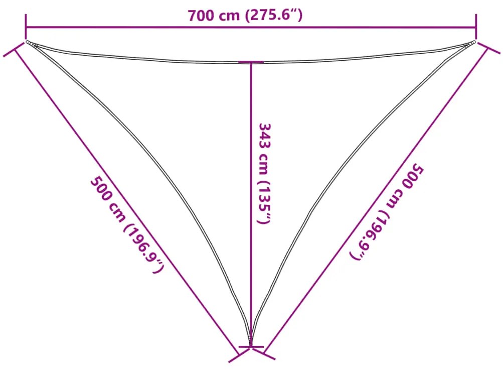 Para-sol estilo vela 7x5x5 m oxford 100% poliéster bege