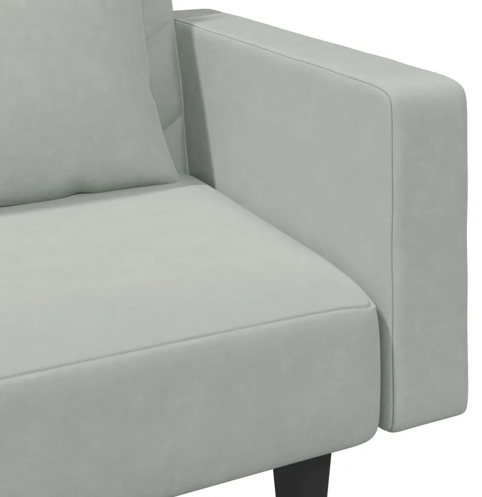 2 pcs conjunto de sofás com almofadas veludo cinzento-claro