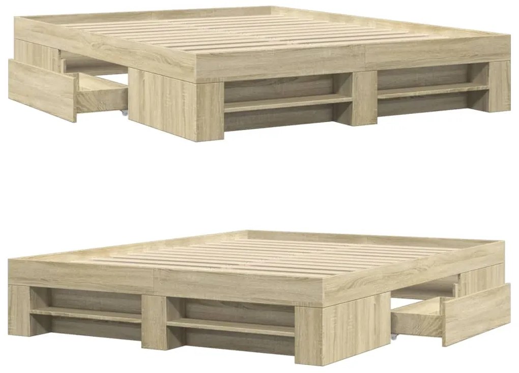 Estrutura cama s/ colchão derivados de madeira carvalho sonoma