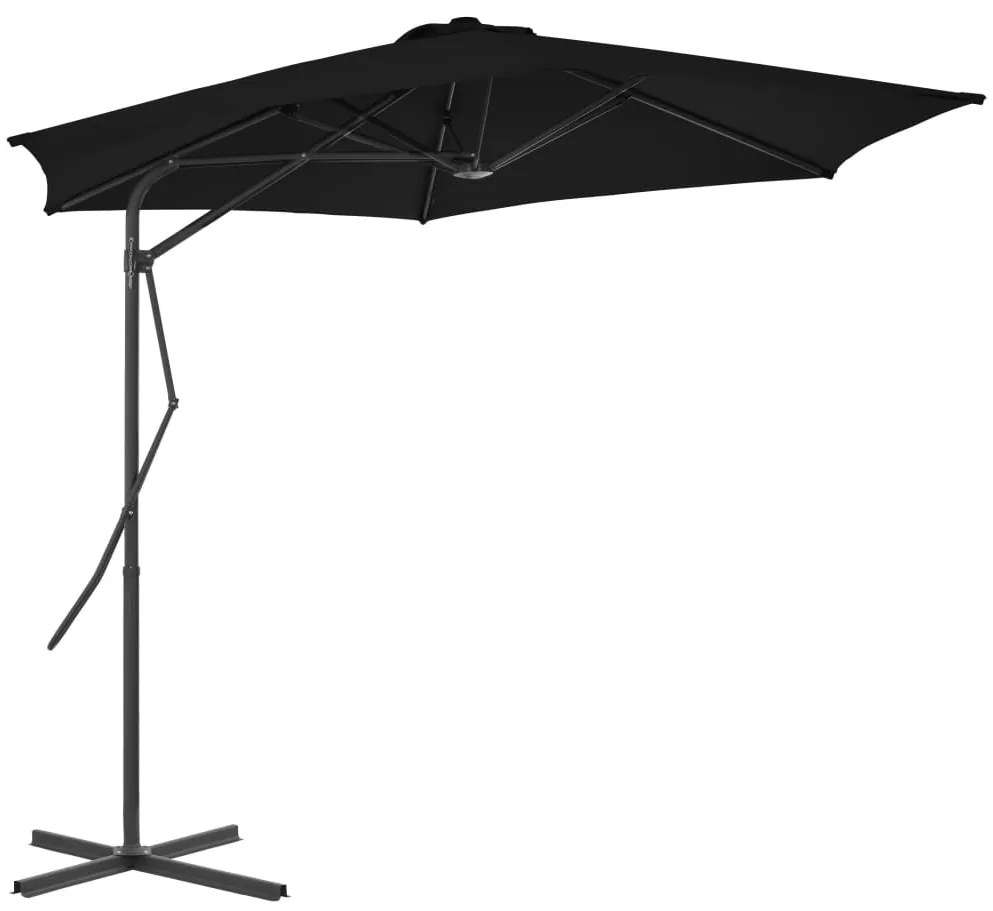Guarda-sol de jardim com poste de aço 300x230 cm preto