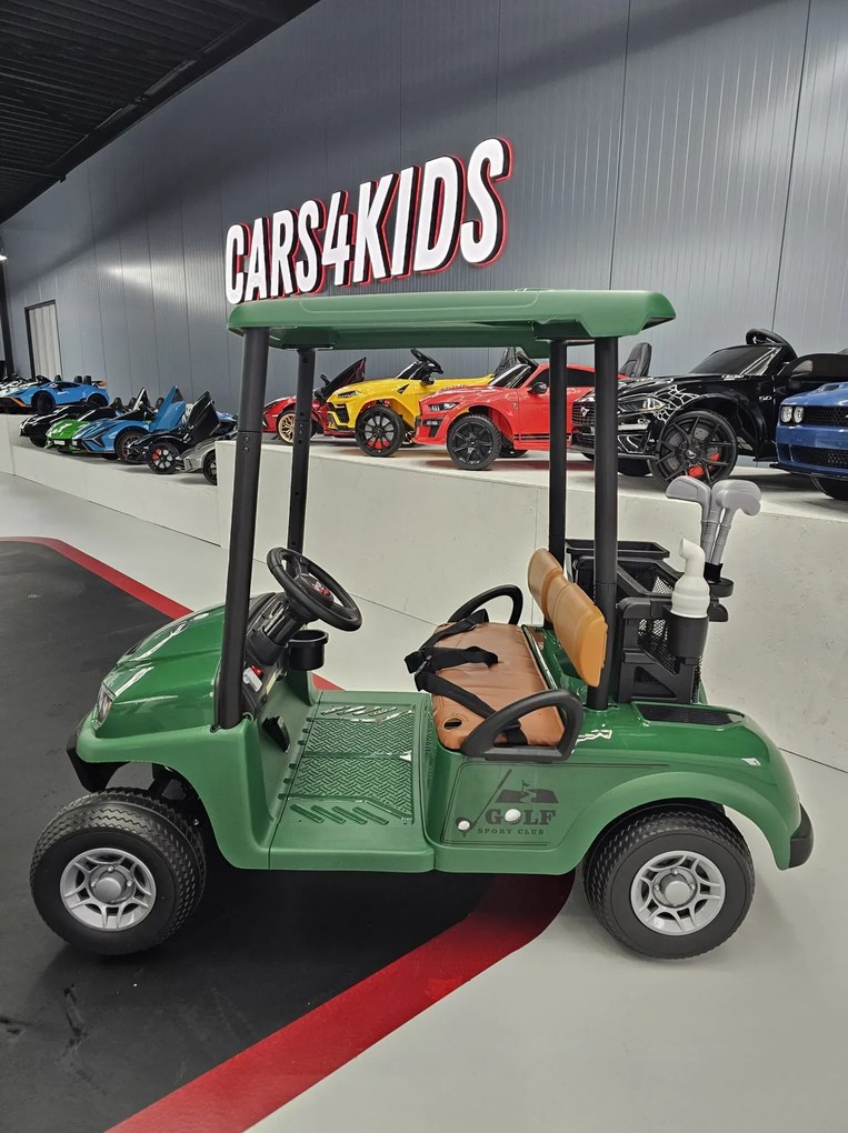 Carrinho Golf elétrico para crianças 24V, 2 lugares, Pneus EVA, assennto pele sintética Verde