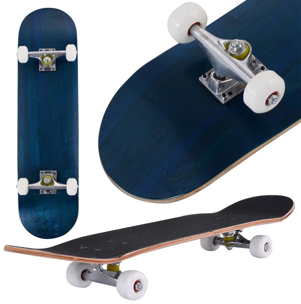 Skate Longboards para crianças Skate de madeira de bordo 79x20cm com 4 rodas PU Azul