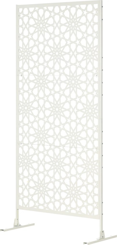 Biombo decorativo de proteção visual para exterior, com padrão em metal - 92 x 45 x 198 cm branco