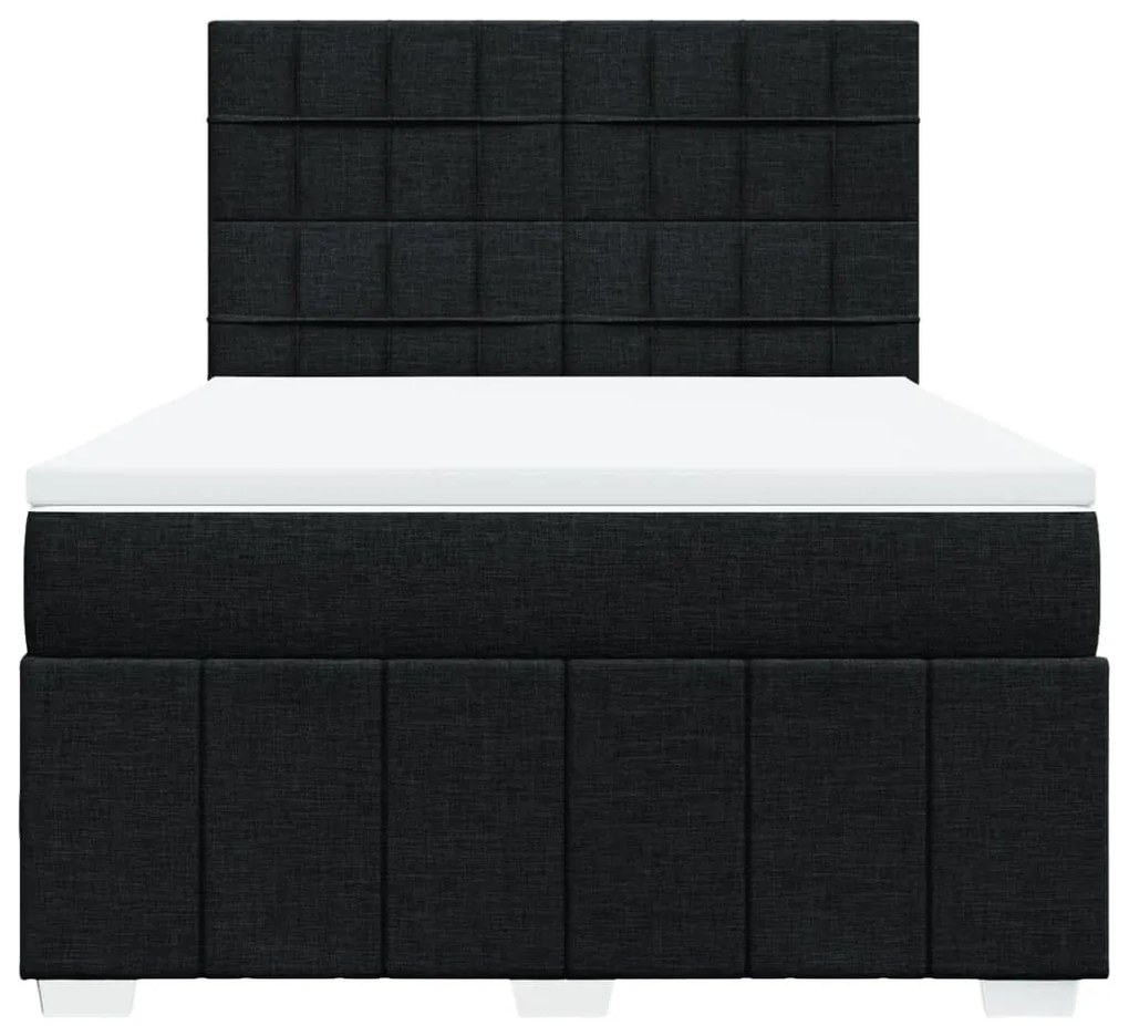 Cama com molas/colchão 160x200 cm tecido preto