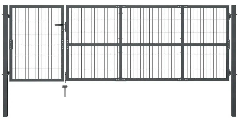 vidaXL Portão de jardim com postes 350x100 cm aço antracite