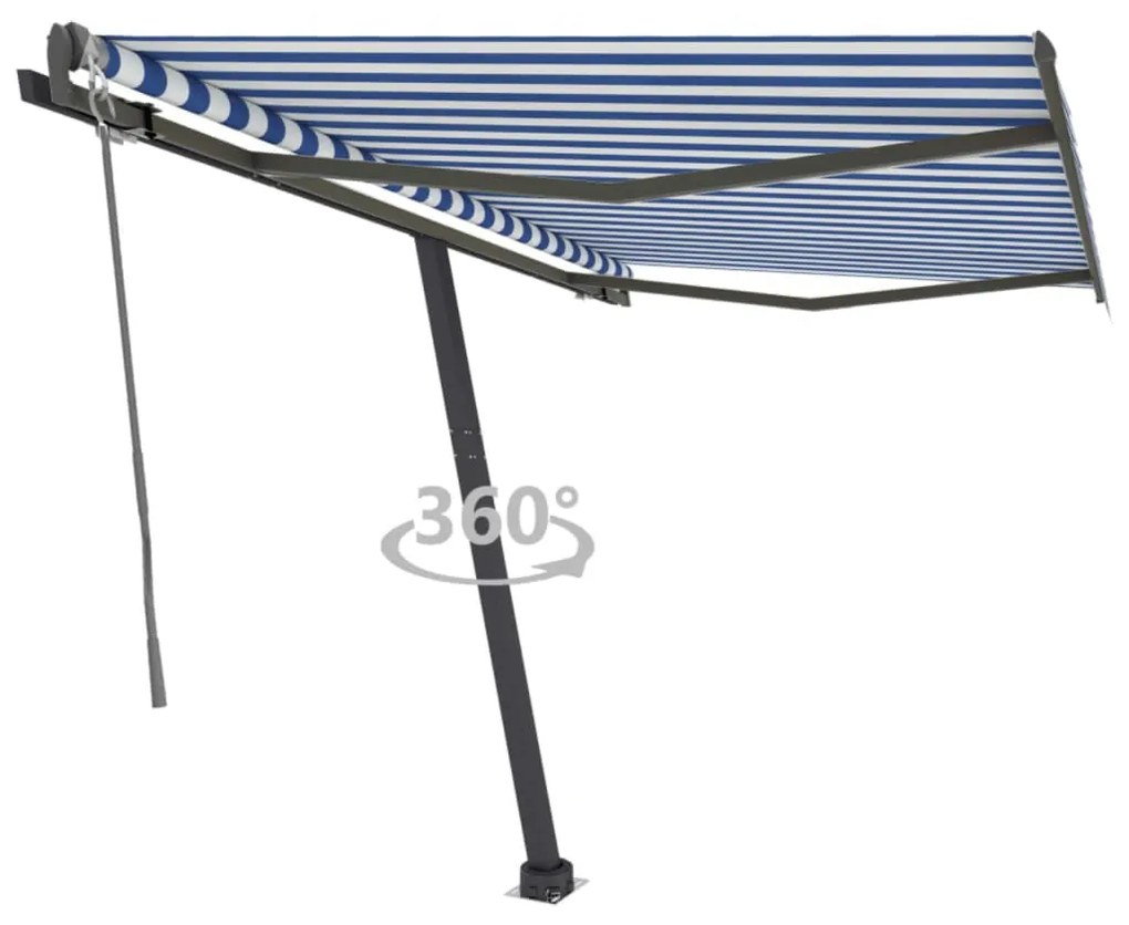 vidaXL Toldo automático independente 350x250 cm azul e branco