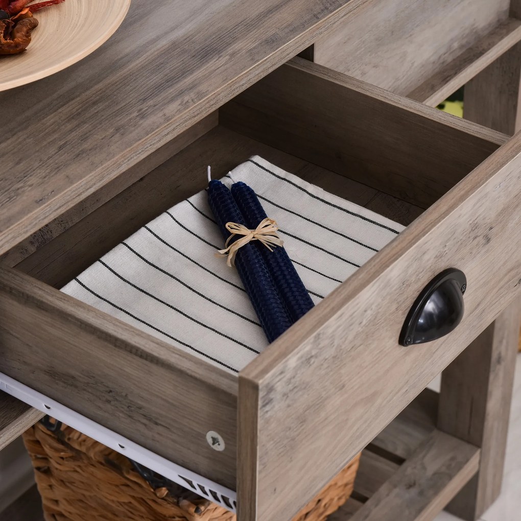 HOMCOM Mesa de console estilo colonial com prateleira inferior espaçosa 120x39x81 de gaveta Cinza
