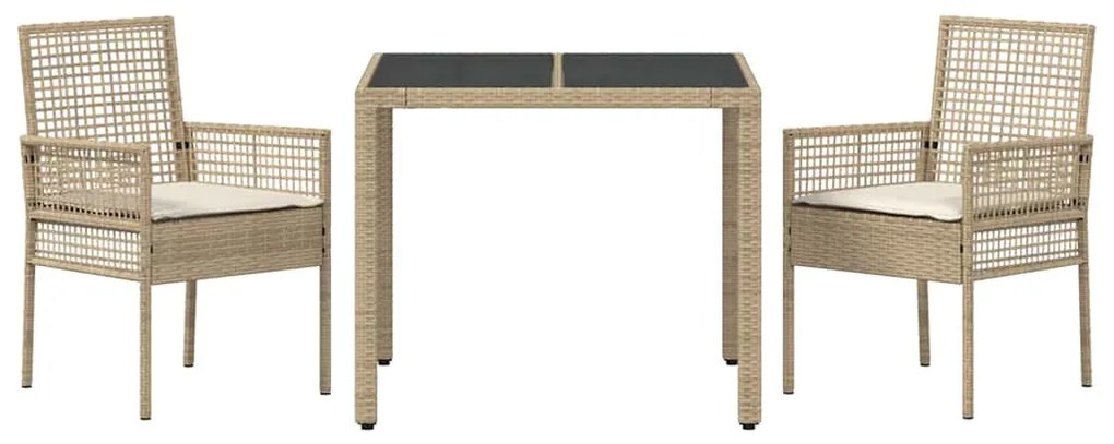 Conjunto de Jantar para Jardim 3 pcs Bege 90 x 90 x 75 cm